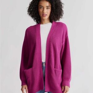 Quince Cotton Caridgan - bright pink